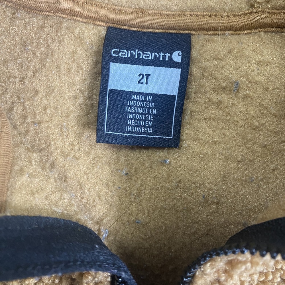 Carhartt Sherpa Fleece Hoodie Toddler 2T Unisex Brown Quarter Zip Pullover - Picture 10 of 15